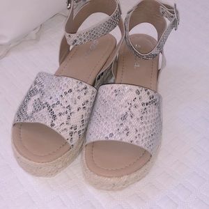 SODA Ankle Strap Espadrille in Gray Snake